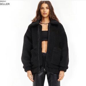 NWT I. Am. Gia Black Sherpa Teddy Oversized Jacket Pixie Coat
